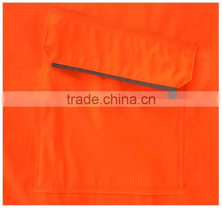 Fashion cheap fluorescent OEM custom yellow hi vis rain coat