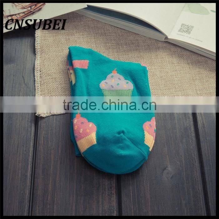 200 Needle fresh color korean cute cartoon ice cream women tube socks for young girl normal wearing