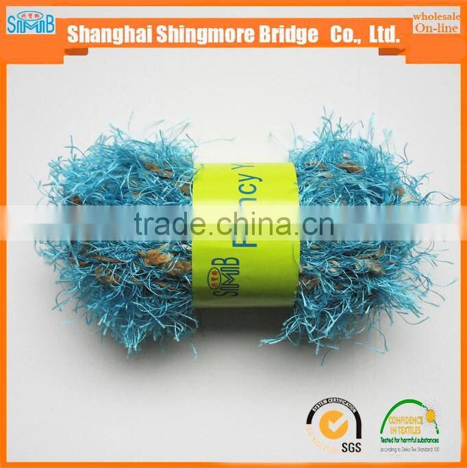 Online shopping first choice feather pompom yarn from China feather pompom twisted yarn factory in a low price