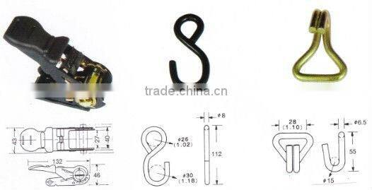 25mm ratchet tie down straps with double J hooks from china manufactory