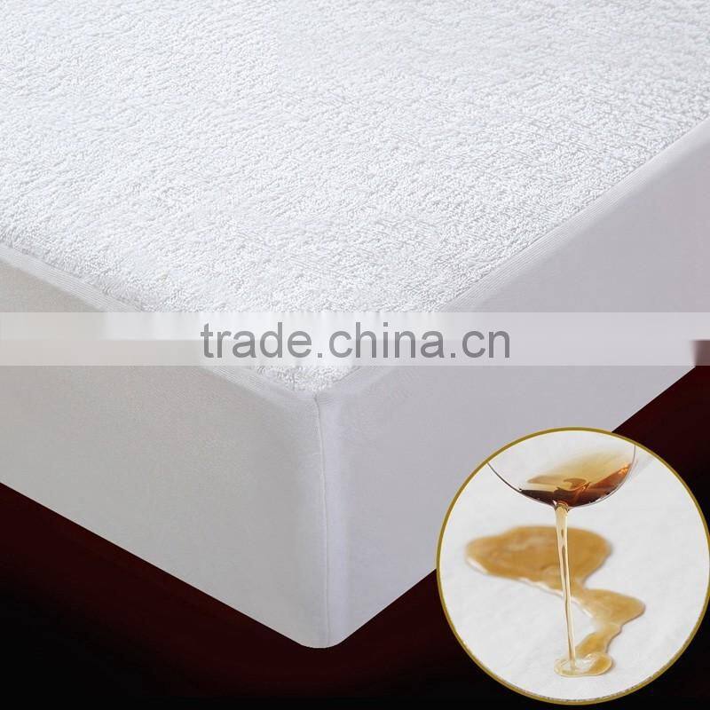 100% cotton terry cloth with waterproof TPU film fitted sheet/mattress protector/mattress pad cover