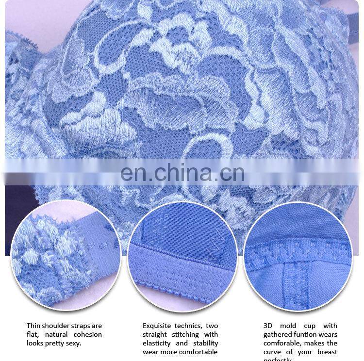 High Quality Fashion Fat Women Blue Brassiere