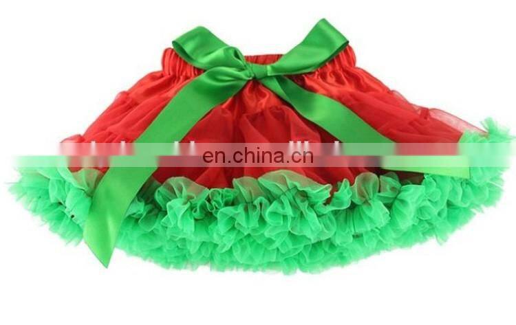 2016 Spring Style Fashion Red Rainbow Tutu Skirt With Green Ribbon