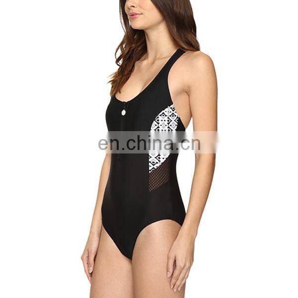 China suppliers high cut leg front zip swimwear one piece woman