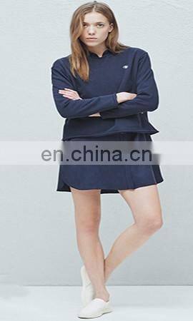Fashion lady navy long sleeve knit quilted sweatshirts and sweater