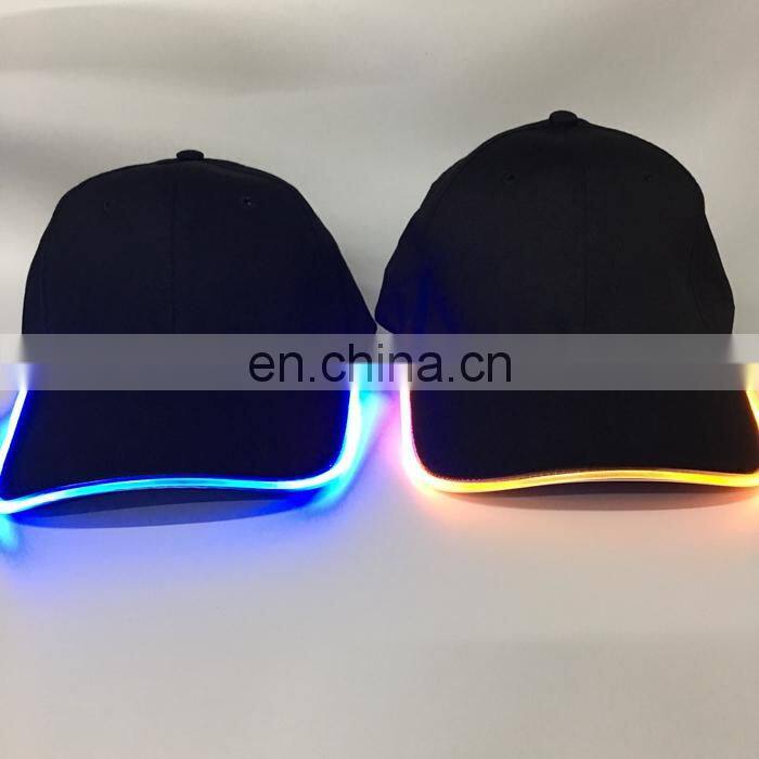2017 new cool design 100% cotton cool led oem flashing Baseball hats caps