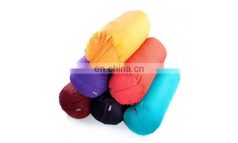 wholesale custom PU batting 65*21cylindrical yoga bolster with organic cover