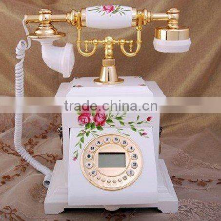 wooden retro telephone