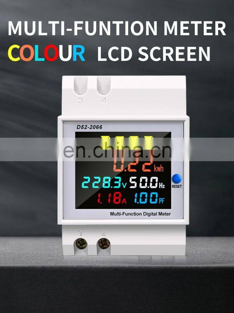 D52-2066 6IN1 AC monitor 110V 220V 380V 100A Voltage Current Power Factor KWH Electric energy digital Frequency meter VOLT AMP
