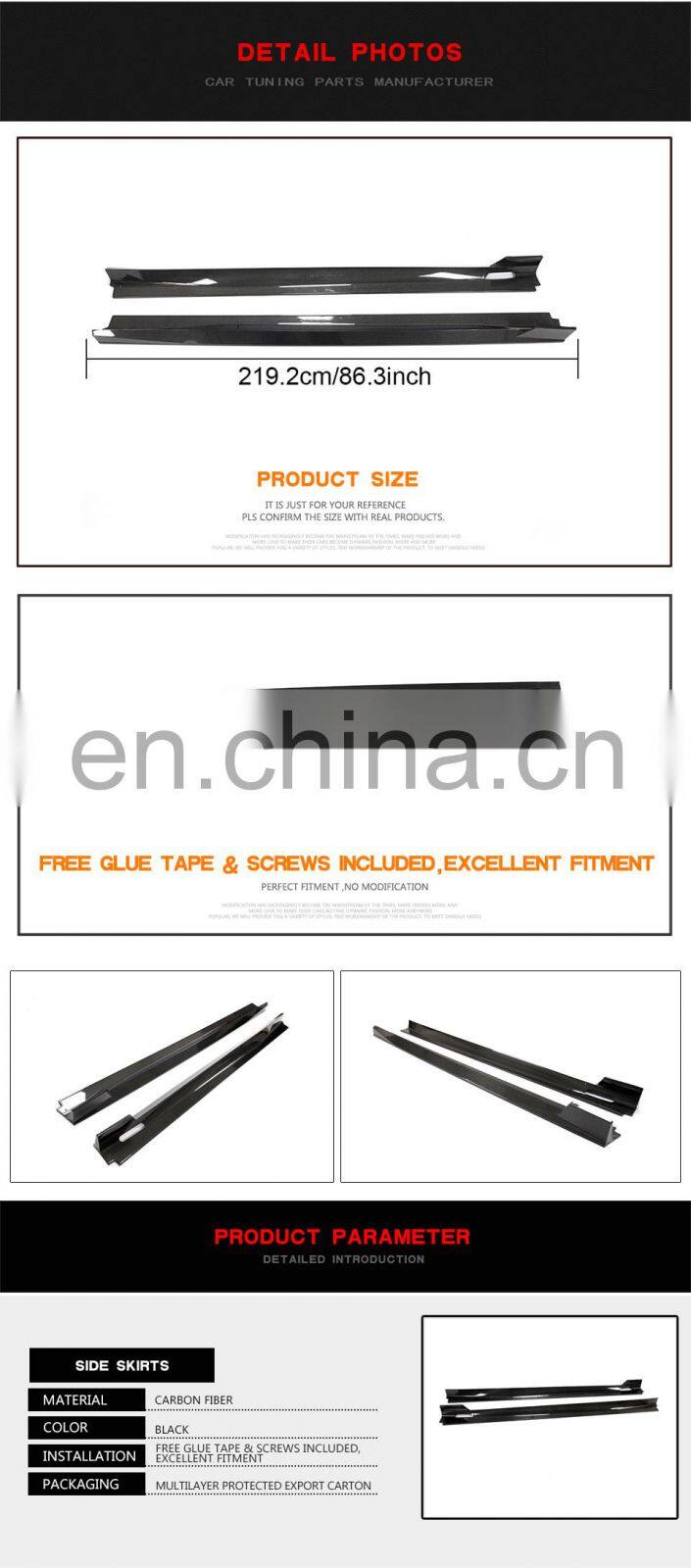 JC Sportline Carbon X7 G07 Side Skirts Extension for BMW X7 M50i Sport Utility 4-Door 2020 2021