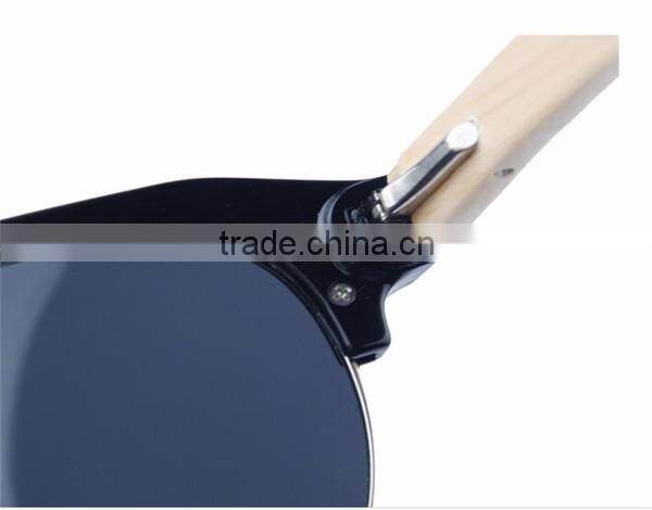 made by hand wood temple semi rimless half frame rimmed polarized sungalsses