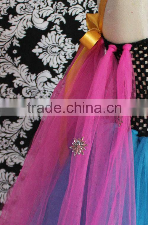 Frozen Dress Elsa Costume Anna Dress With Flower And Crochet Top Dress