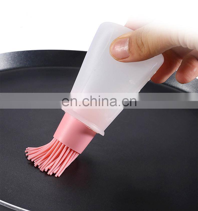 Barbecue Oil Brush Oil Dispenser with Brush High Temperature Resistant Silicone Oil Bottle with Brush Kitchen Baking Gadgets