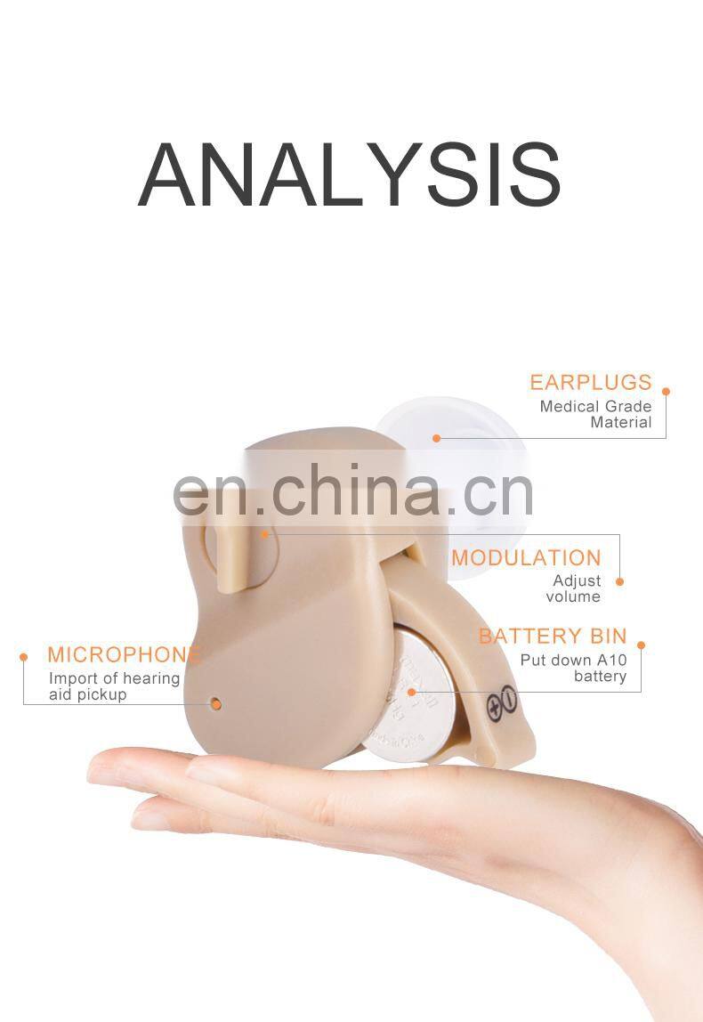 Good Sale Medical Earphone Small Sound Amplifier Good Sale Price High Precision Hearing Aid with Pvc Wire Gift Box 200-4000hz