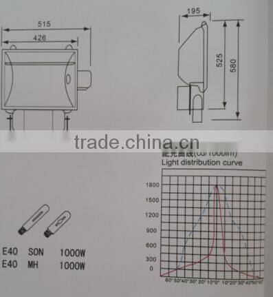 1000W Die-casting Aluminium MH/SON IP65 Flood Light