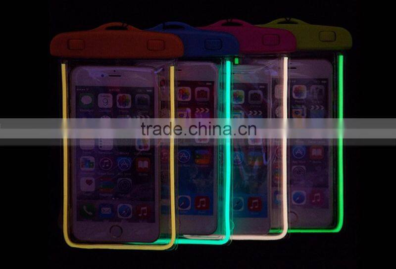 Lanyard and Luminous 4.5-6'' PVC Waterproof Bag Underwater Pouch Dirt Proof Durable Case Cover For iphone 6 plus For Samsung