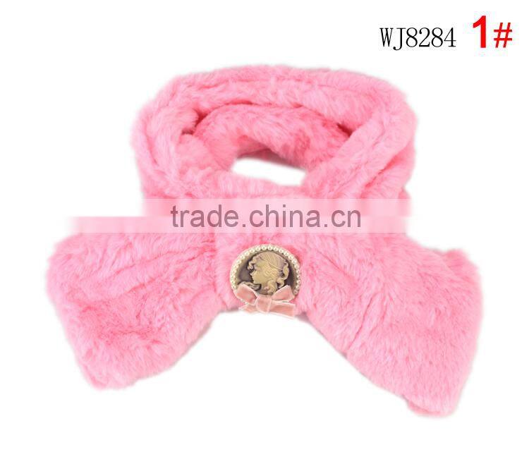 New Arrival Fashion Kids Children's Girl's Bowknot Berber Fleece Knitted Winter Neck Scarf