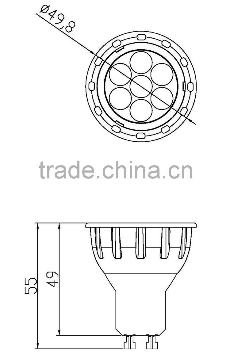 diameter 49.8mm GU10 LED spot 5.5W 535LM Nichia LED CRI95/85 CE approved