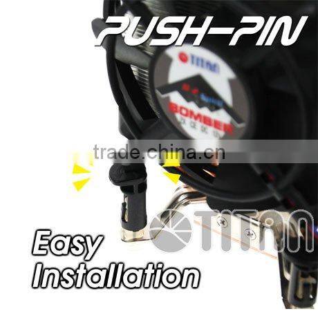 Factory price easy installation with push-pin clip heat pipe cpu cooler