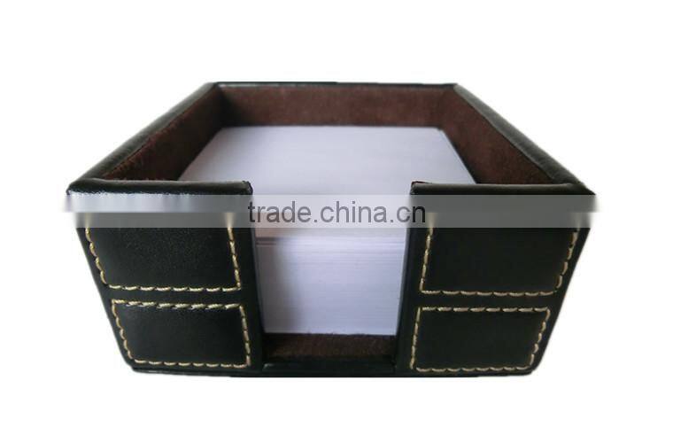 New Arrival Fashion Good Quality Black Leather Desk Notepad Holder