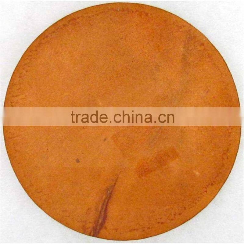 Custom debossed ,embossed round brown leather patch for jeans