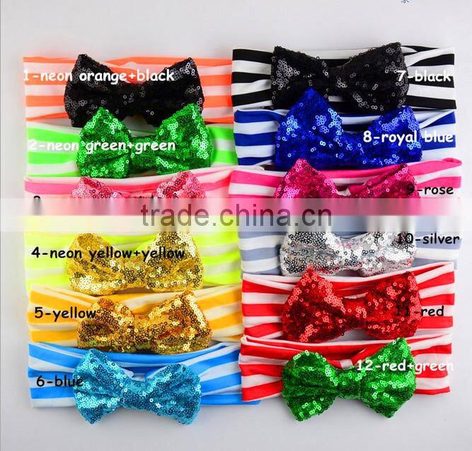 High quality cotton fabric large bow headband top quality hair accessories baby girls headwrap