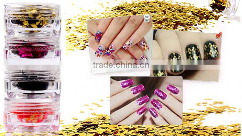 bling bling 12 Colors in pots Multi shine Nail Glitter Powder for Nail Art Decoration