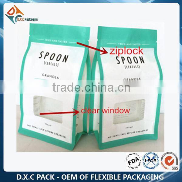 Food Packaging Kraft Paper Front Zipper Pouch For Guarana Powder