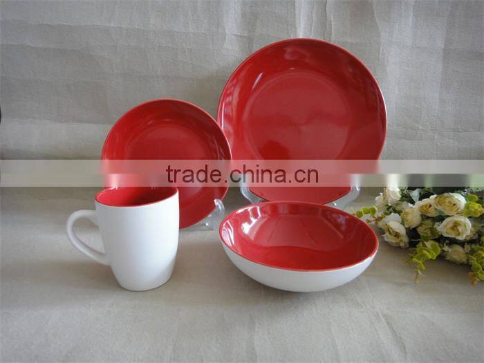 new design products 16pcs double glazed melamine stoneware dinner set