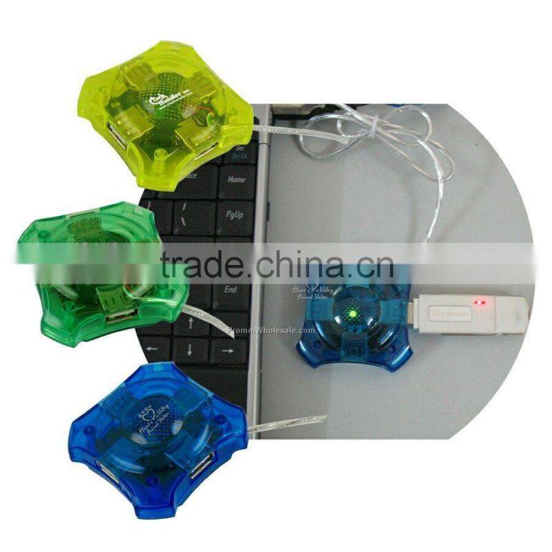 Transparent USB Light Up Smart Button USB HUB For PC