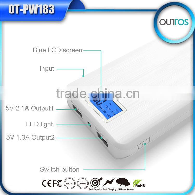 2015 New Arrival Dual USB 16000mAh Fast Charging Power Bank Battery Charger