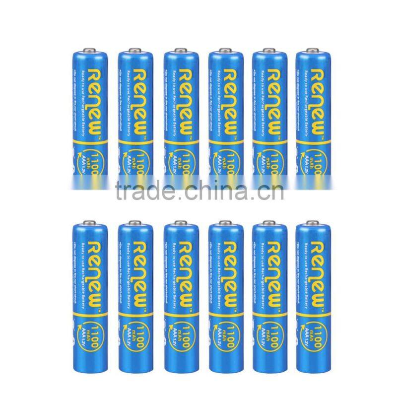 RENEW brand Ready-To-Use NiMH 1100mAh AAA Rechargeable Batteries, 8 Pack