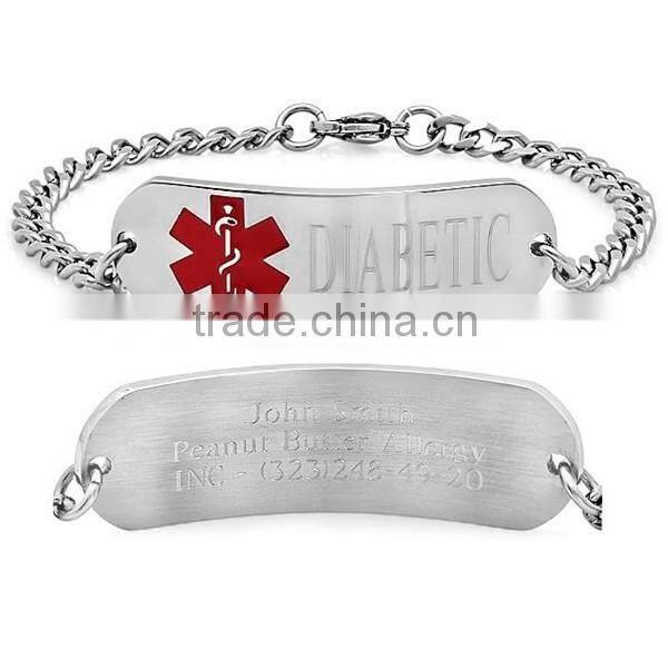 custom engrave id blank metal charm stainless steel bracelet