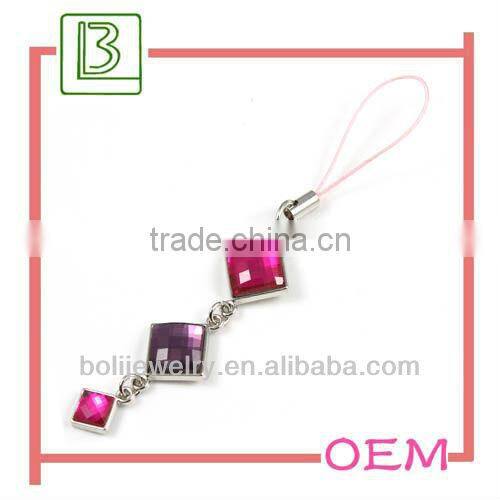 2013 novelty fashion zinc alloy rhinestone black fabric cell phone strap
