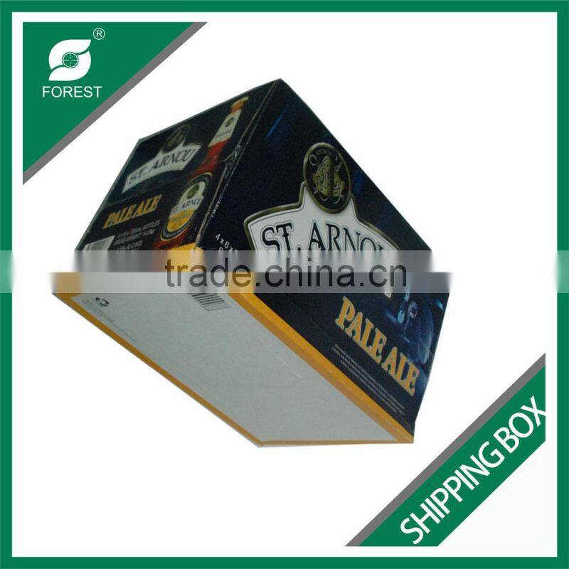 COLOR PRINTED WINE BOTTLE CARDBOARD WHOLESALE SHIPPING BOXES 24 BOTTLES BEER SHIPPING BOX WITH DIVIDERS
