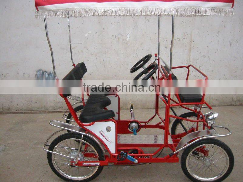 YELLOW SURREY BIKE QUADRICYCLE