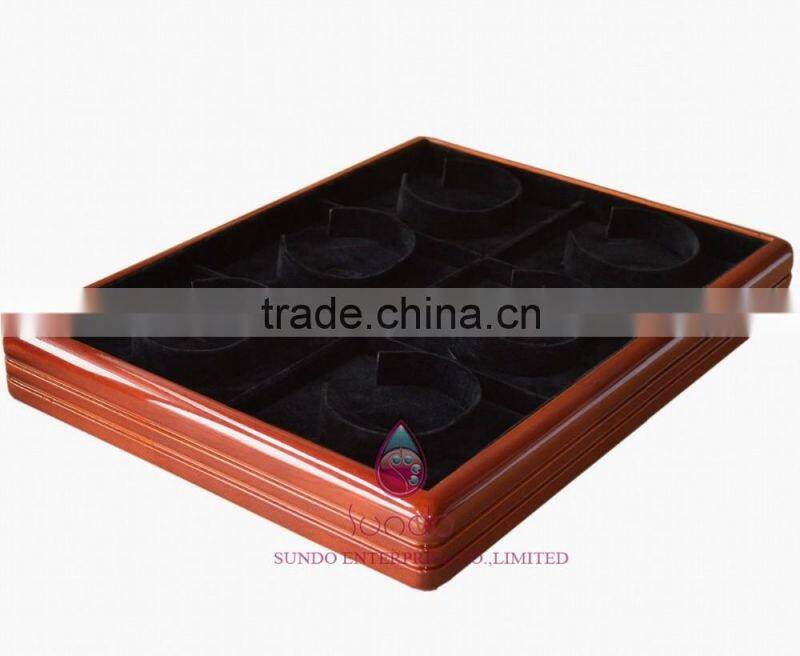 Fancy 6cps wooden jewelry bangle tray for display