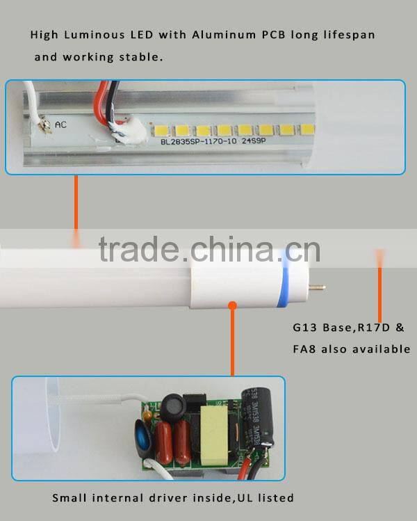 Ra>80 130LM/W 300 beam angle LED Lamp T8 4foot 16W 18W 20W