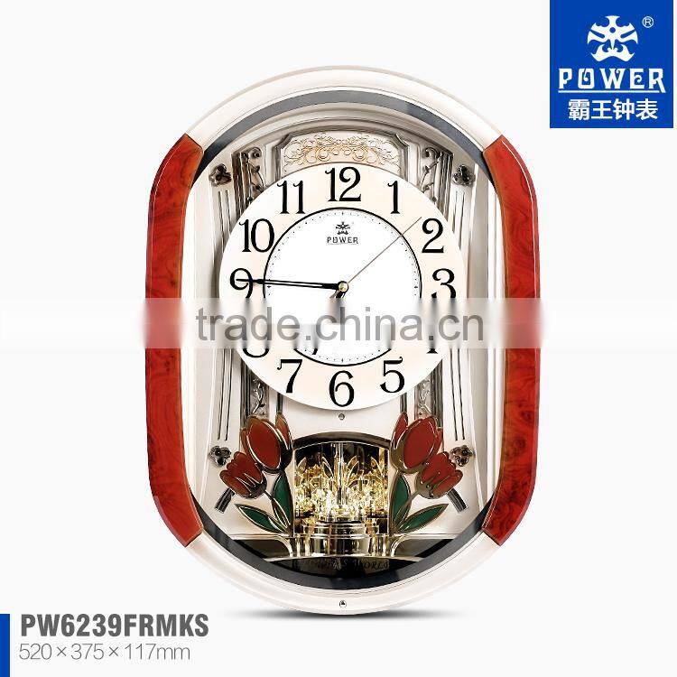 Plastic Case Pendulum Clocks With Tulip And Crystal Butterfly Ornaments Using 18 Music Sweep Quartz Mechanisms For Clocks