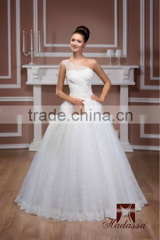 Italy design puff lace Wedding Dress / Bridal Gown