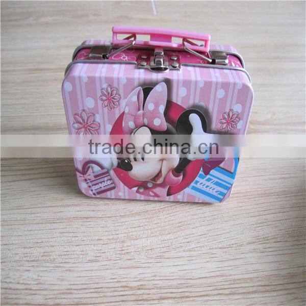 rectangular shaped lunch tin box with mickey mouse printing