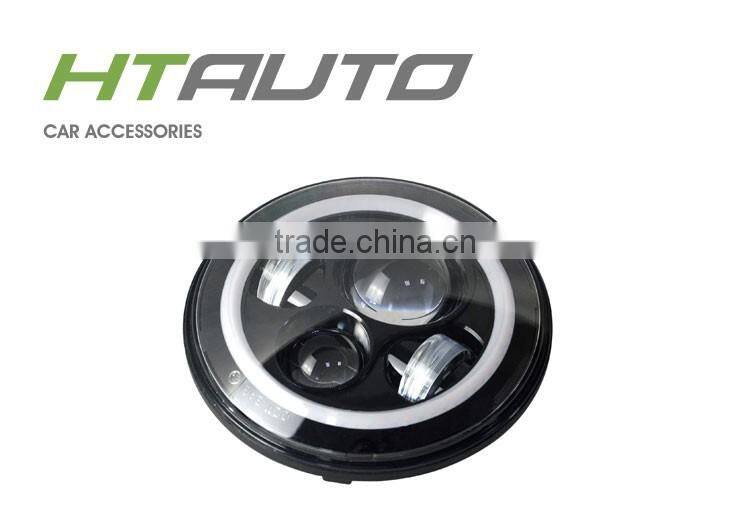 HTAUTO LED Auxiliary Work 7" Round Led Headlight All Round Halo Ring Motorcycle Spotlight Daymaker Headlight for JEEP Harley