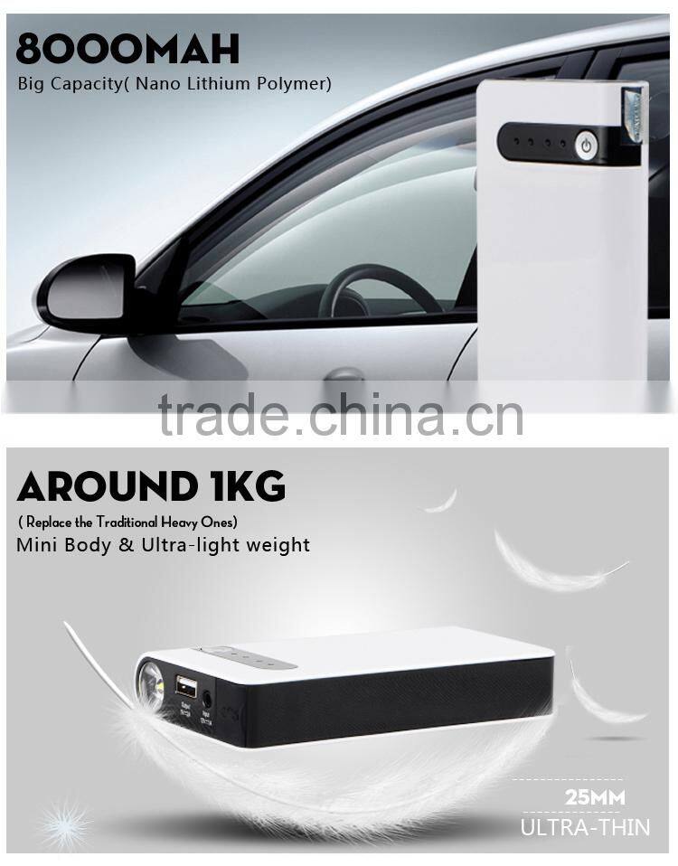 Multi-Function Mini 8000mAh 12V Jump Start Vehicle & battery booster 12V