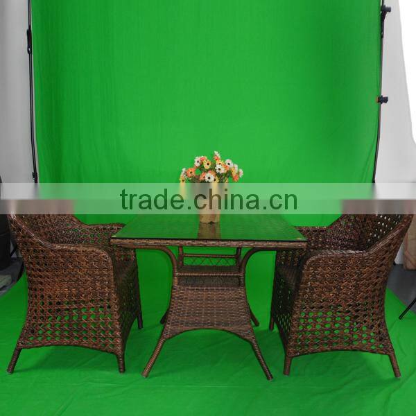 4 Hotel furniture set high back wicker chair and wooden table for sale YPS017