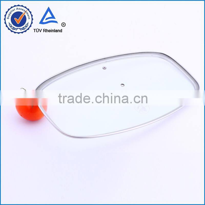 Glass lid with stainless steel rim for kitchen