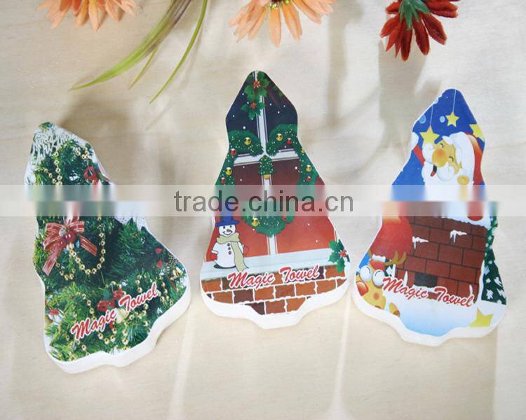 Cotton terry flower shape compressed face towel sport towel