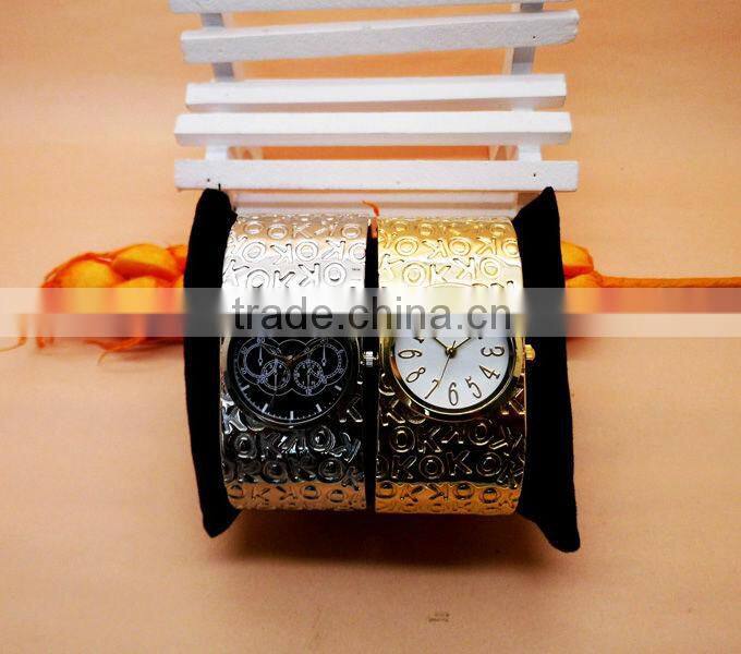 Charming time silver tone mother-of-pearl bangle watch women 2015