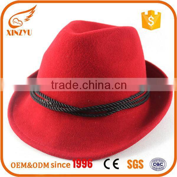 Custom red formal hats women wool felt hat feathers for fedora hats