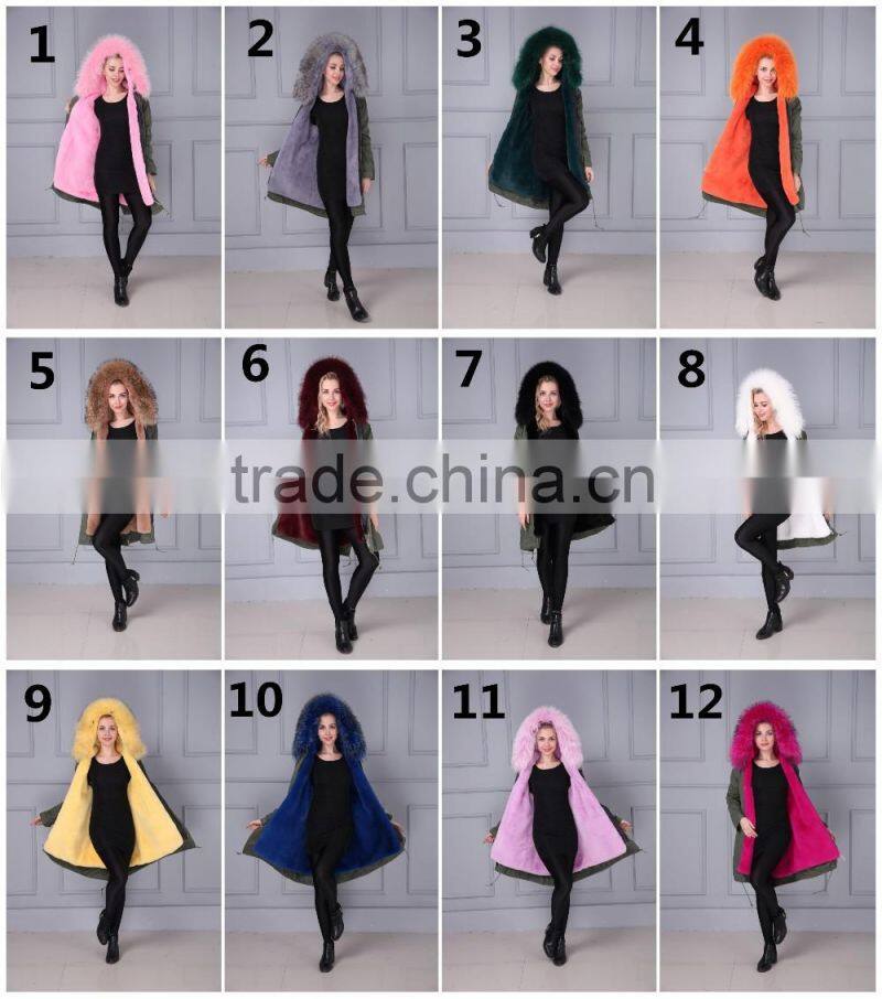 Fur Lining Women Winter Jacket Parka Raccoon Fur Parka For Ladies