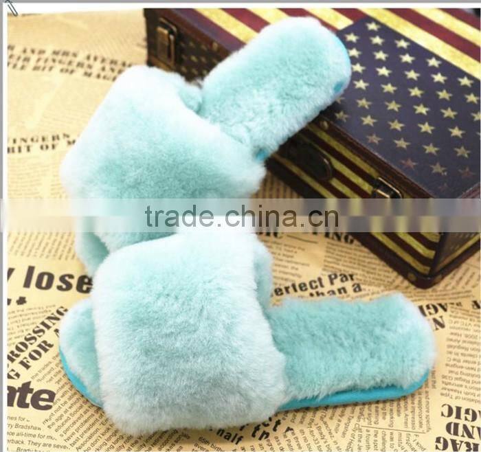 Hot Wholesale Sheepskin Slippers Rex Rabbit Fur Lined Slippers